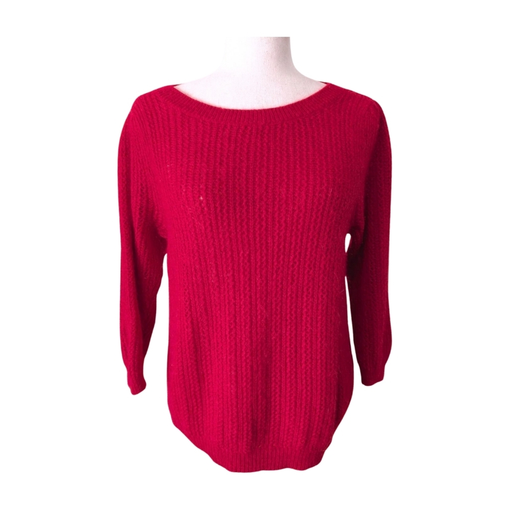 Des Petits Hauts Red Wool Mohair & Cashmere Blend Crew Neck Sweater Size Medium